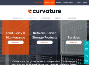 How curvature.com looks like on a tablet such as an iPad.