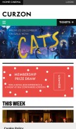 How curzoncinemas.com looks like on a mobile device such as an iPhone.