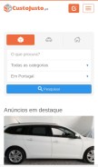 How custojusto.pt looks like on a mobile device such as an iPhone.