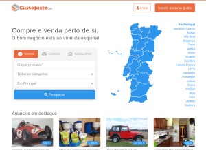 How custojusto.pt looks like on a tablet such as an iPad.