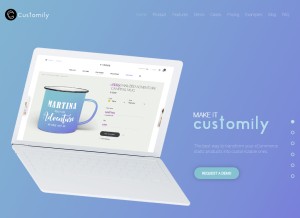 How customily.com looks like on a tablet such as an iPad.