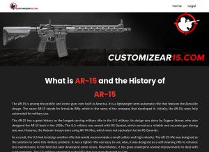 How customizear15.com looks like on a tablet such as an iPad.