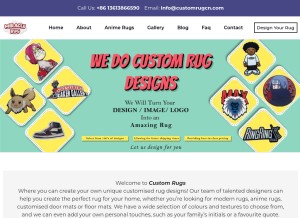 How customrugcn.com looks like on a tablet such as an iPad.