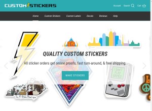 How customstickers.com looks like on a tablet such as an iPad.