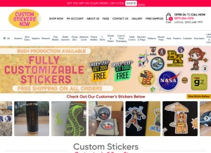 How customstickersnow.com looks like on a tablet such as an iPad.