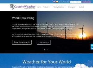 How customweather.com looks like on a tablet such as an iPad.