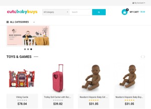 How cutebabybuy.com looks like on a tablet such as an iPad.