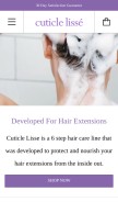 How cuticlelisse.com looks like on a mobile device such as an iPhone.