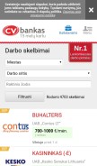 How cvbankas.lt looks like on a mobile device such as an iPhone.