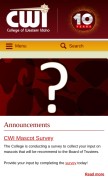 How cwi.edu looks like on a mobile device such as an iPhone.