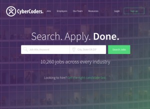 How cybercoders.com looks like on a tablet such as an iPad.