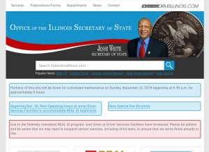 How cyberdriveillinois.com looks like on a tablet such as an iPad.
