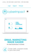 How cyberimpact.com looks like on a mobile device such as an iPhone.