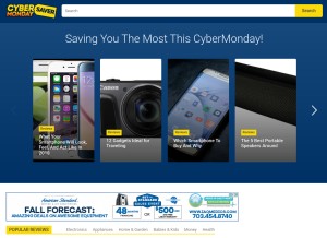 How cybermondaysaver.com looks like on a tablet such as an iPad.