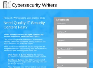 How cybersecurity-writers.com looks like on a tablet such as an iPad.
