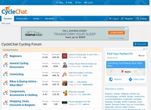 How cyclechat.net looks like on a tablet such as an iPad.