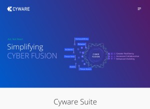 How cyware.com looks like on a tablet such as an iPad.