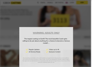 How czechcasting.com looks like on a tablet such as an iPad.