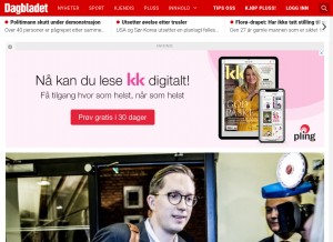 How dagbladet.no looks like on a tablet such as an iPad.
