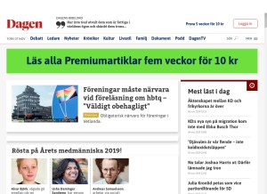 How dagen.se looks like on a tablet such as an iPad.