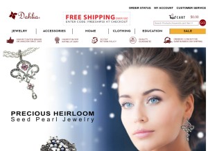 How dahliajewels.com looks like on a tablet such as an iPad.