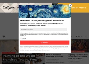 How dailyartmagazine.com looks like on a tablet such as an iPad.
