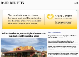 How dailybulletin.com looks like on a tablet such as an iPad.