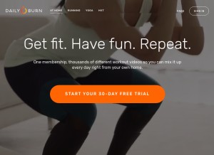 How dailyburn.com looks like on a tablet such as an iPad.