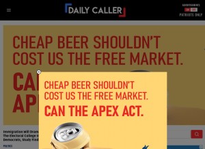 How dailycaller.com looks like on a tablet such as an iPad.