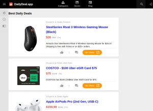 How dailydeal.app looks like on a tablet such as an iPad.