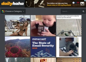 How dailyhaha.com looks like on a tablet such as an iPad.