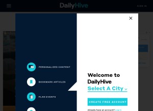 How dailyhive.com looks like on a tablet such as an iPad.