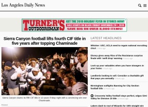 How dailynews.com looks like on a tablet such as an iPad.