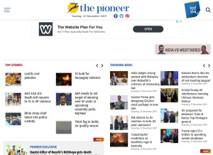 How dailypioneer.com looks like on a tablet such as an iPad.
