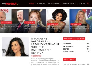 How dailypopstar.com looks like on a tablet such as an iPad.