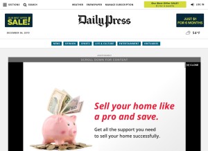 How dailypress.com looks like on a tablet such as an iPad.