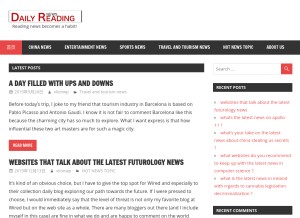 How dailyreadingnews.com looks like on a tablet such as an iPad.