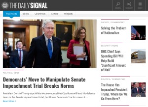 How dailysignal.com looks like on a tablet such as an iPad.