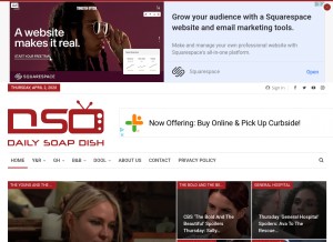 How dailysoapdish.com looks like on a tablet such as an iPad.