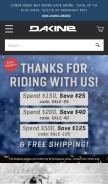 How dakine.com looks like on a mobile device such as an iPhone.