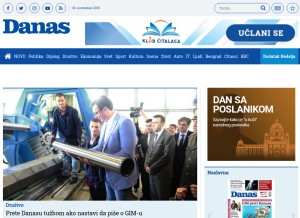 How danas.rs looks like on a tablet such as an iPad.