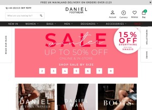How danielfootwear.com looks like on a tablet such as an iPad.