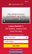 How danishclass101.com looks like on a mobile device such as an iPhone.