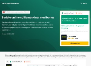 How danskespillemaskiner.dk looks like on a tablet such as an iPad.