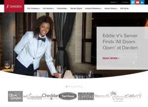 How darden.com looks like on a tablet such as an iPad.