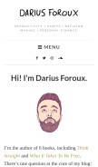How dariusforoux.com looks like on a mobile device such as an iPhone.