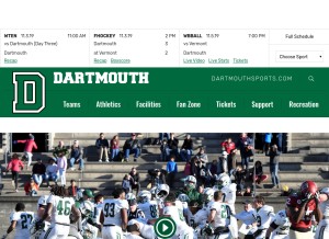 How dartmouthsports.com looks like on a tablet such as an iPad.