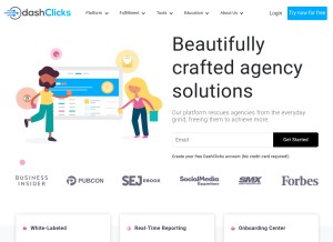How dashclicks.com looks like on a tablet such as an iPad.