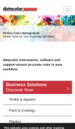 How datacolor.com looks like on a mobile device such as an iPhone.