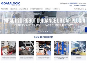How datalogic.com looks like on a tablet such as an iPad.